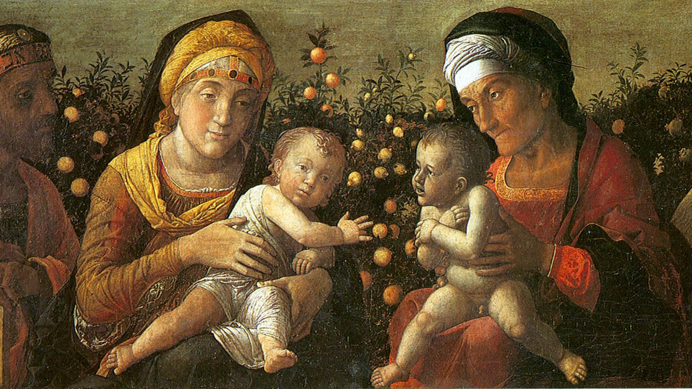 Andrea Mantegna, "Sacra famiglia e famiglia del Battista", 1504-1506