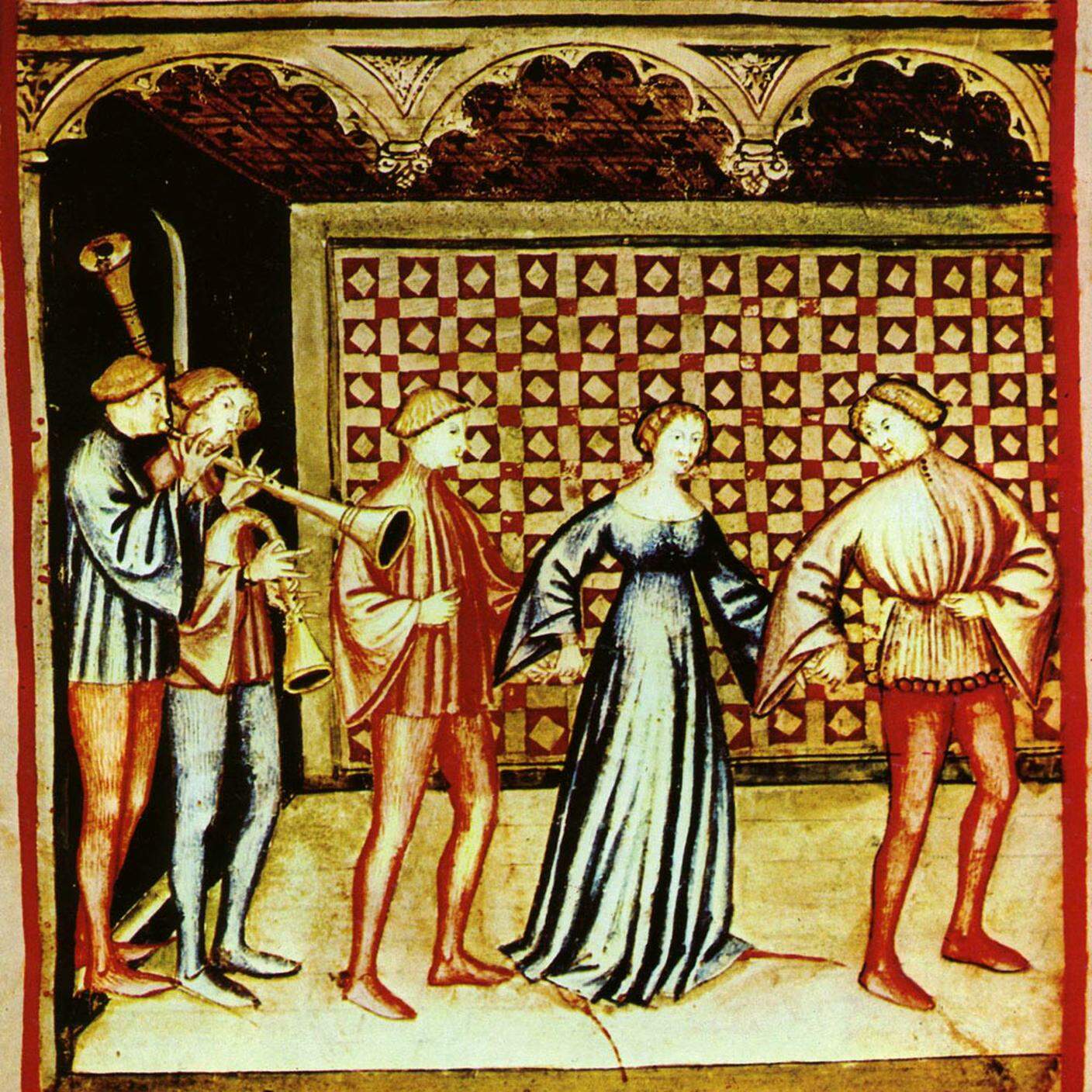 Musica e danza, illustrazione dal tacuinus sanitatis casanatensis (XIV secolo)