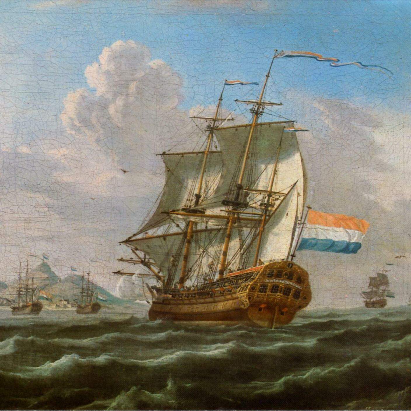 Un vascello della VOC al suo arrivo a Cape Town