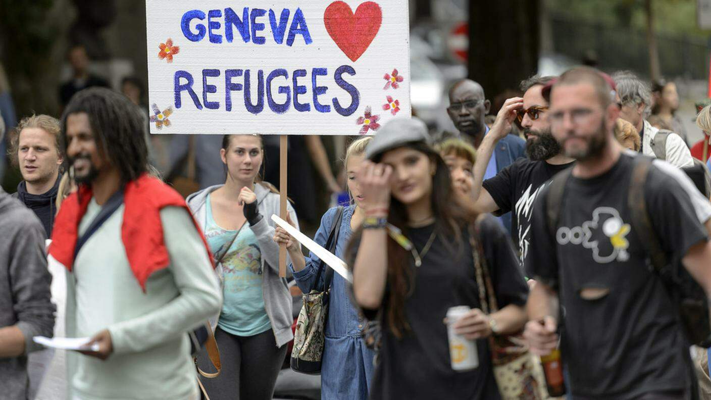 Manifestazione di solidarietà verso i migranti a Ginevra