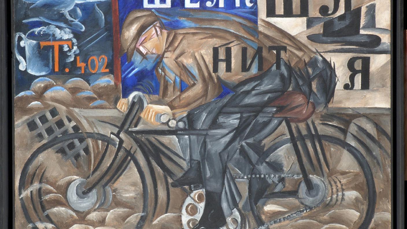 Natalia Goncharova, Ciclista 1913. San Pietroburgo, Museo Statale Russo