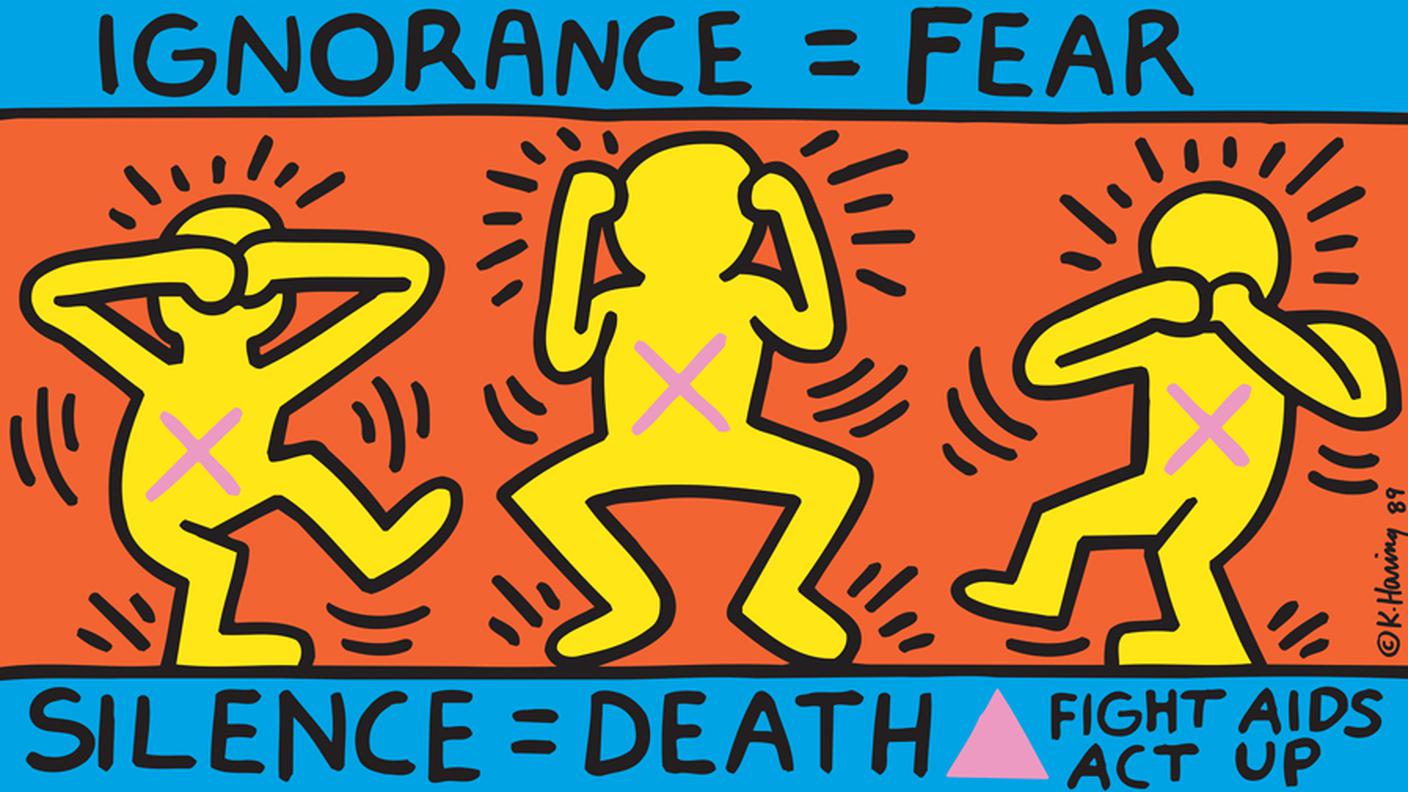 Keith Haring, Ignorance = Fear, 1989. © Keith Haring Foundation; Collection Noirmontartproduction, Paris