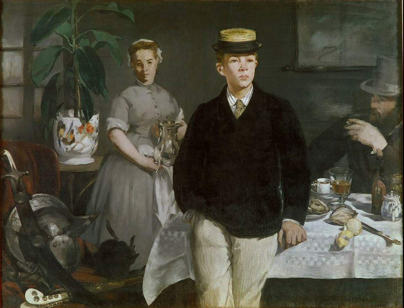 Édouard Manet, Le Déjeuner dans l'atelier, 1868. Monaco di Baviera, Neue Pinakothek.jpg
