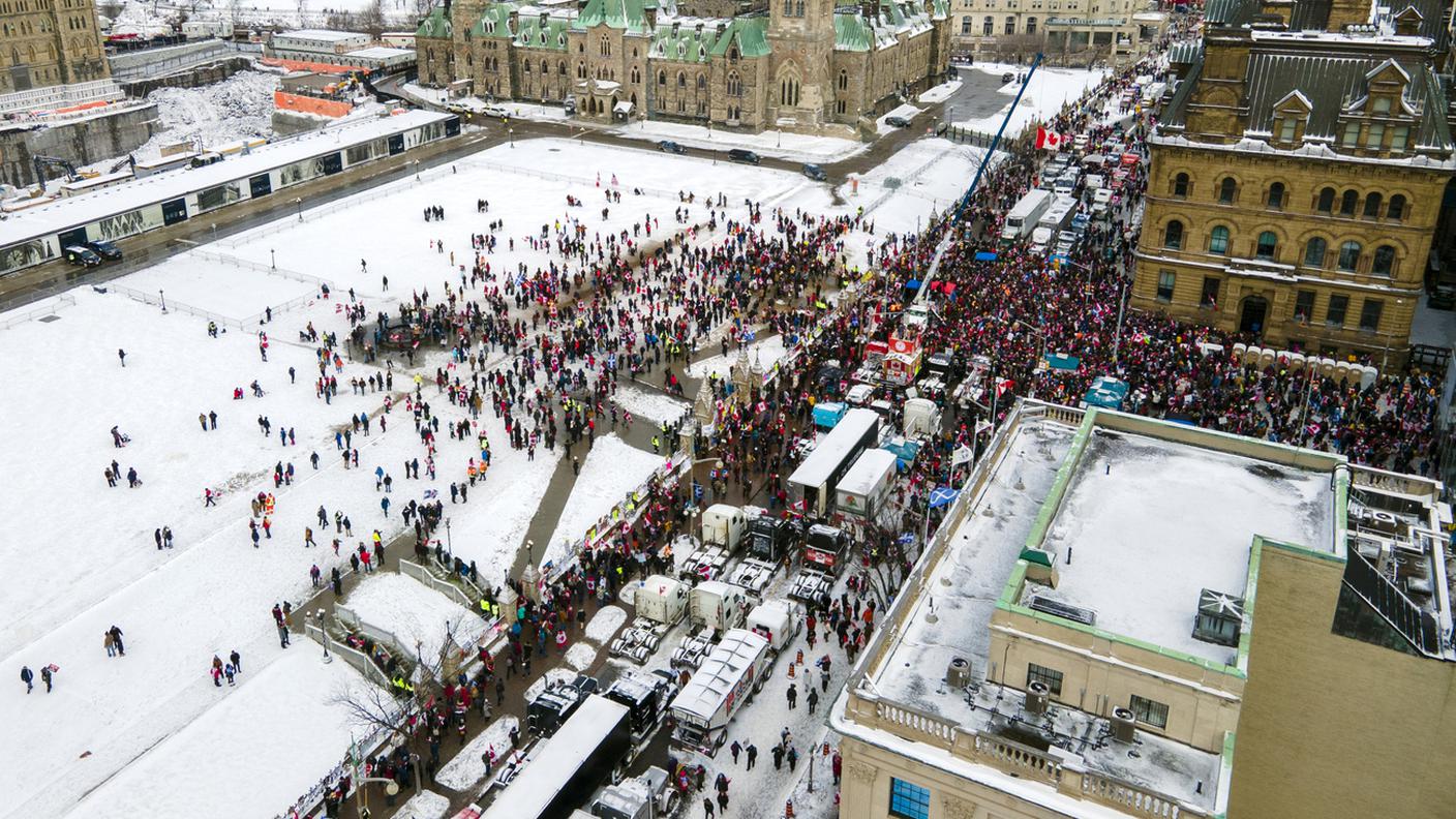 Nella capitale Ottawa la protesta è proseguita per il terzo weekend di fila