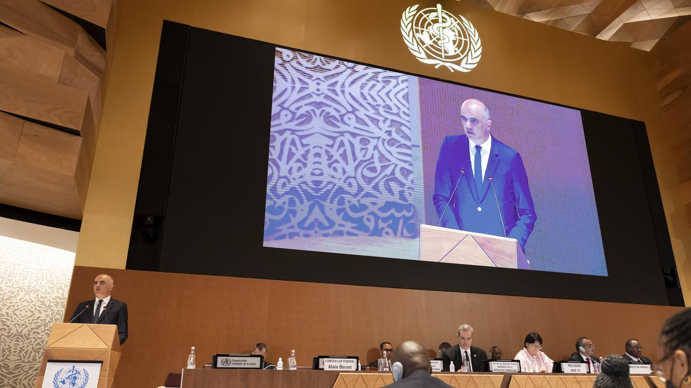 Il consigliere federale Alain Berset a Ginevra, per la 75esima Assemblea mondiale della sanità