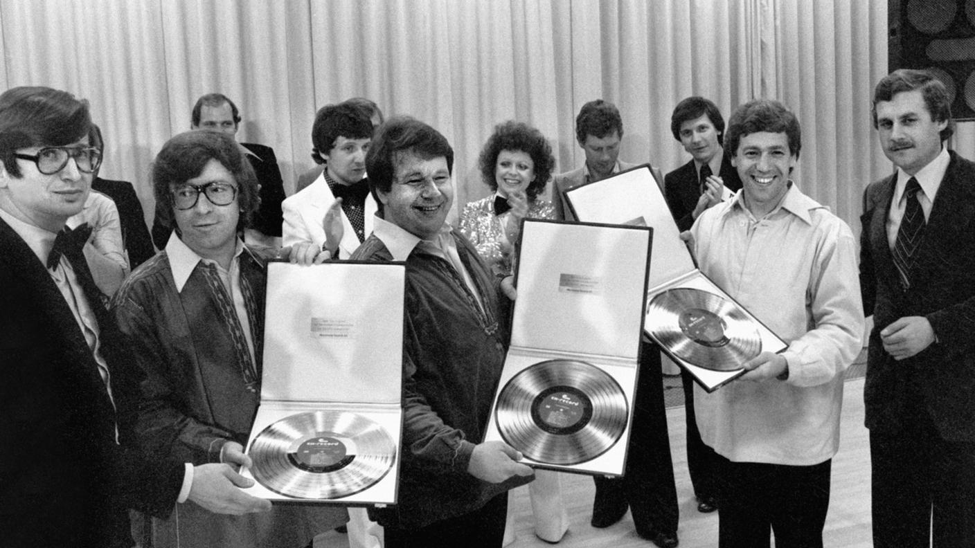 Il trio Eugster, disco d'oro nel 1977: da sinistra Vic, Guido e Alex Eugster