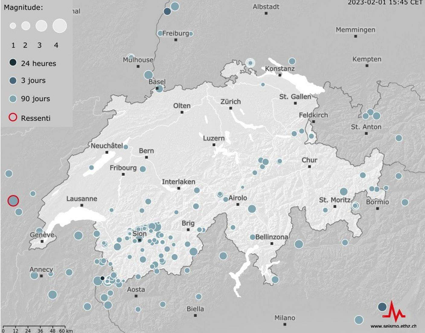 I terremoti in Svizzera nel 2022