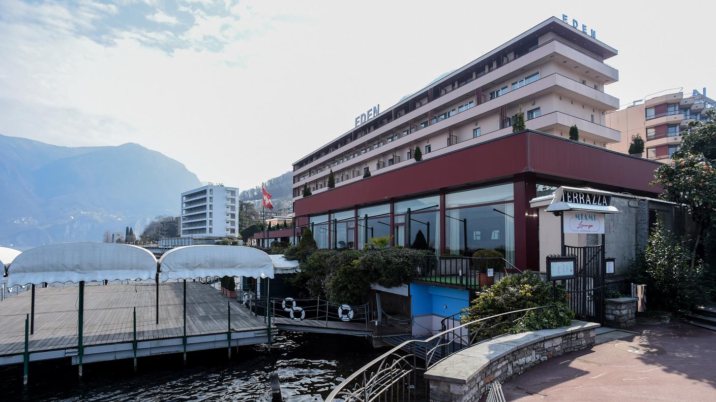 L'hotel Eden, dove era in corso l'esercitazione della polizia