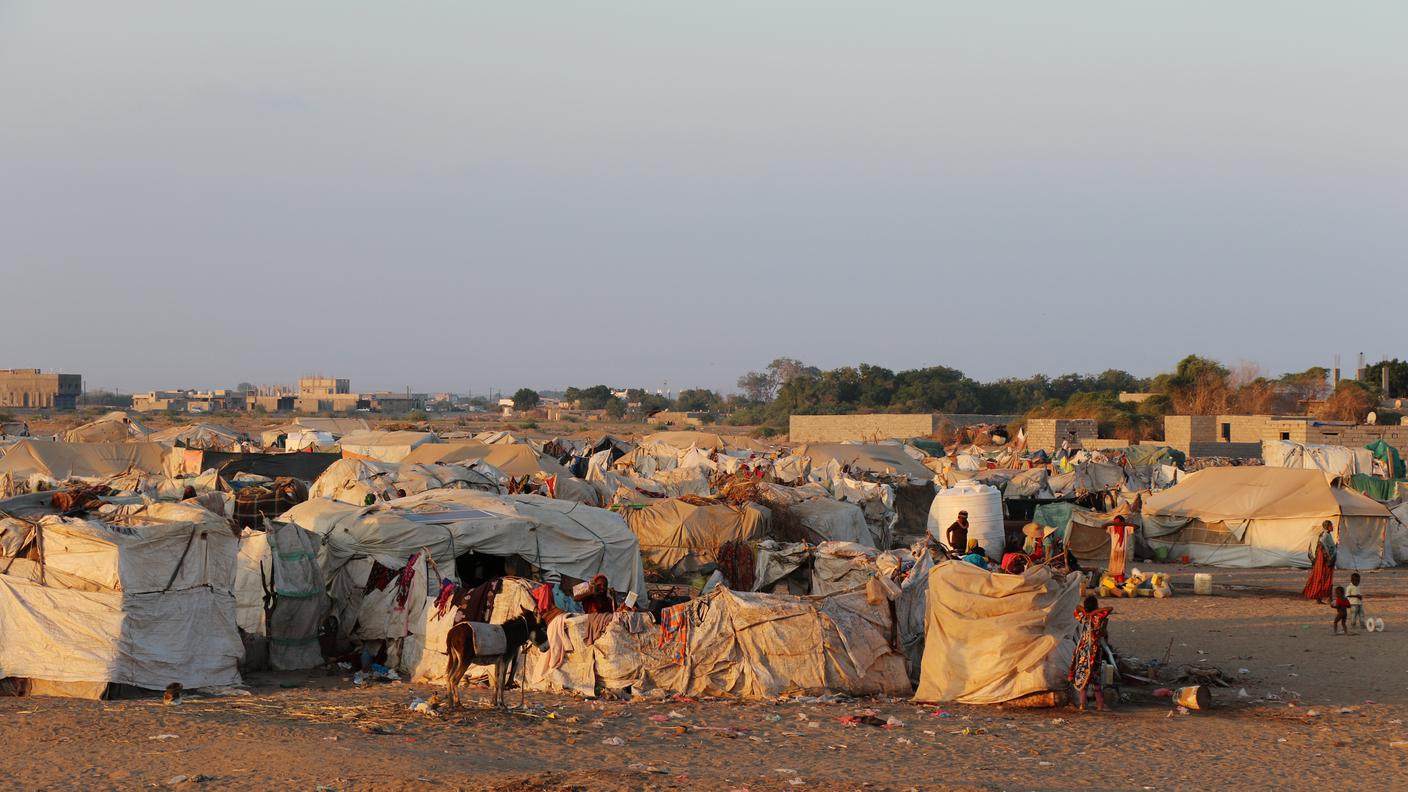 Un campo di rifugiati in Yemen