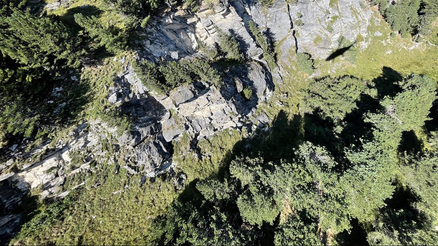 La zona sottostante il Mut Grischol dove è stato trovato il corpo