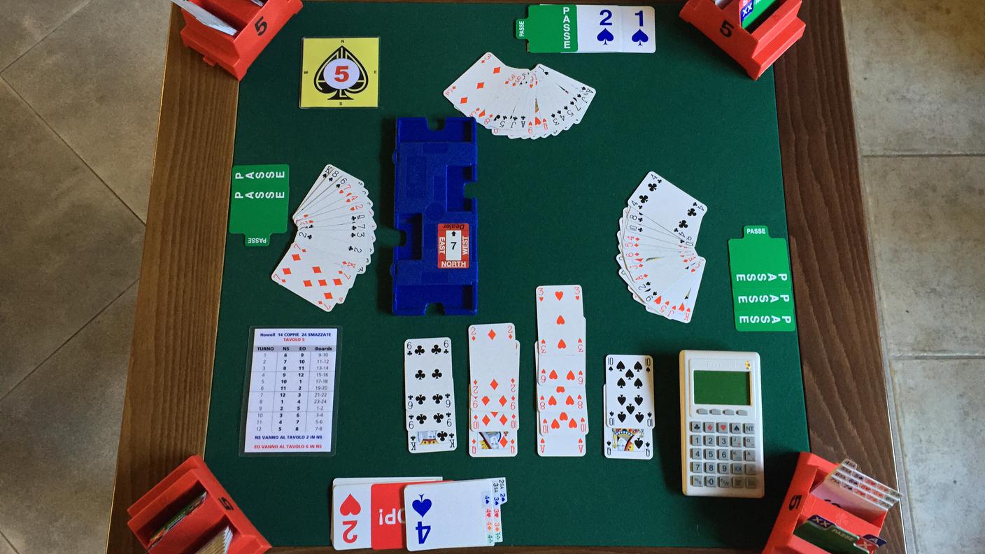 Tavolo bridge con board, bidding-boxes, bridgemate