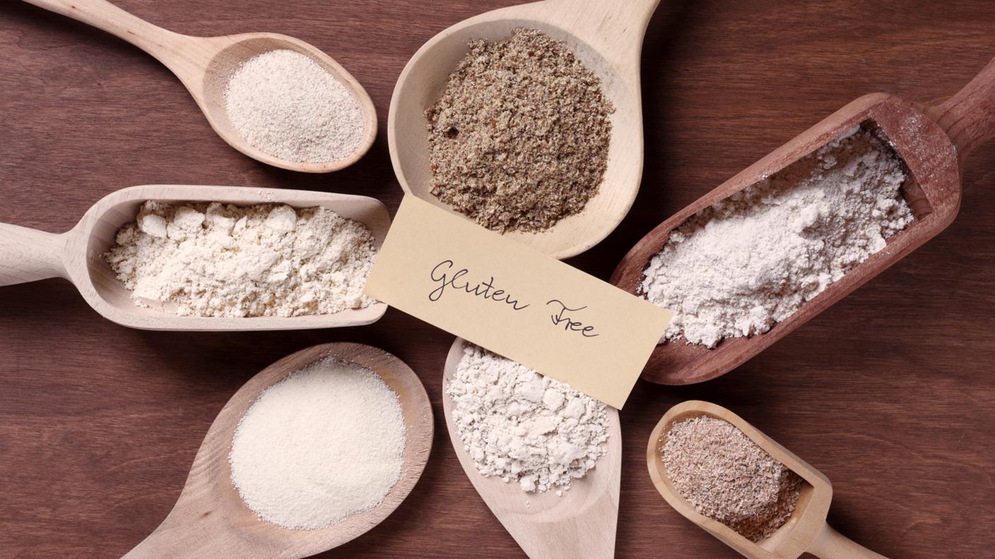 Celiachia, Senza glutine flours con etichetta, Farina, Noce di cocco, Cibo, Ingrediente, Testo