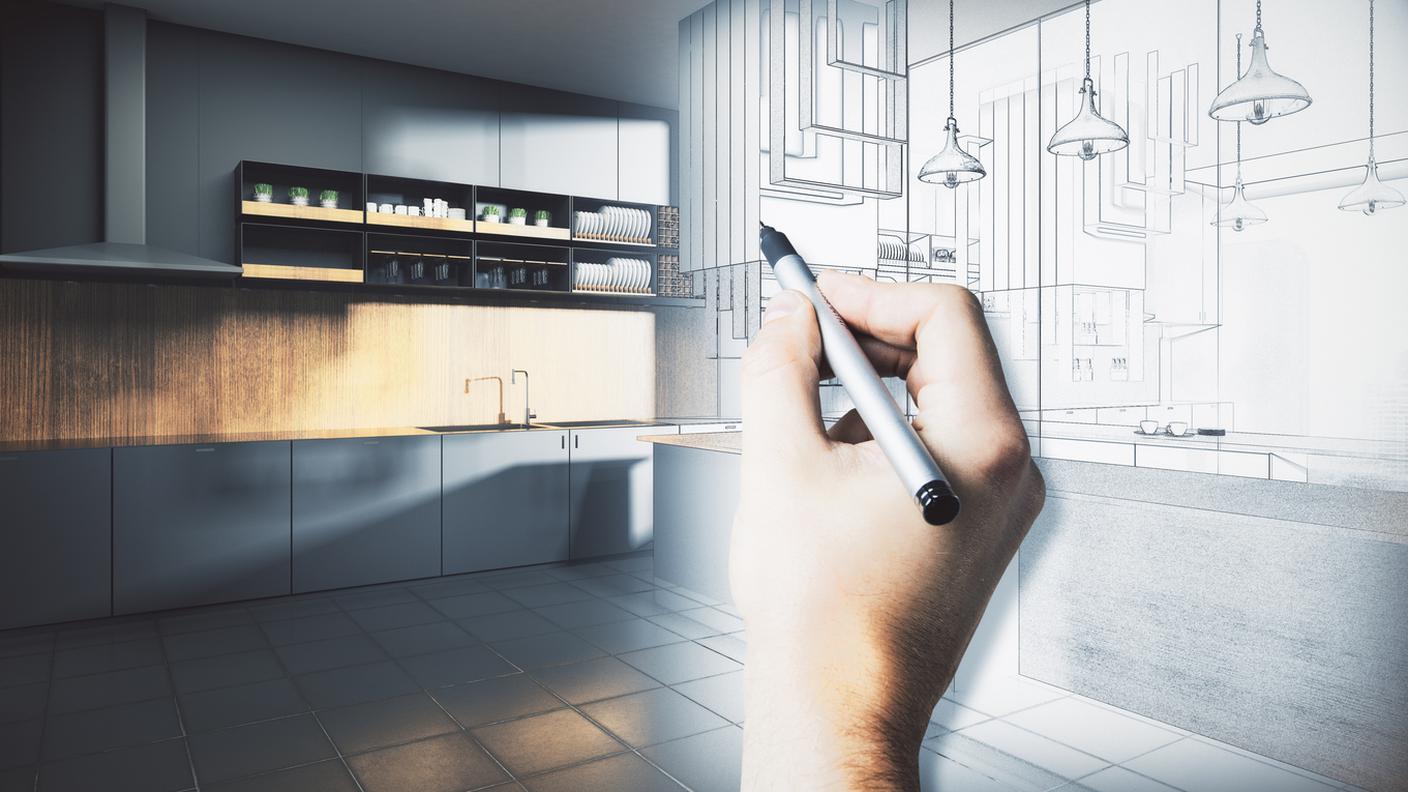 architetto, progettare, casa, abitazione, moderna
