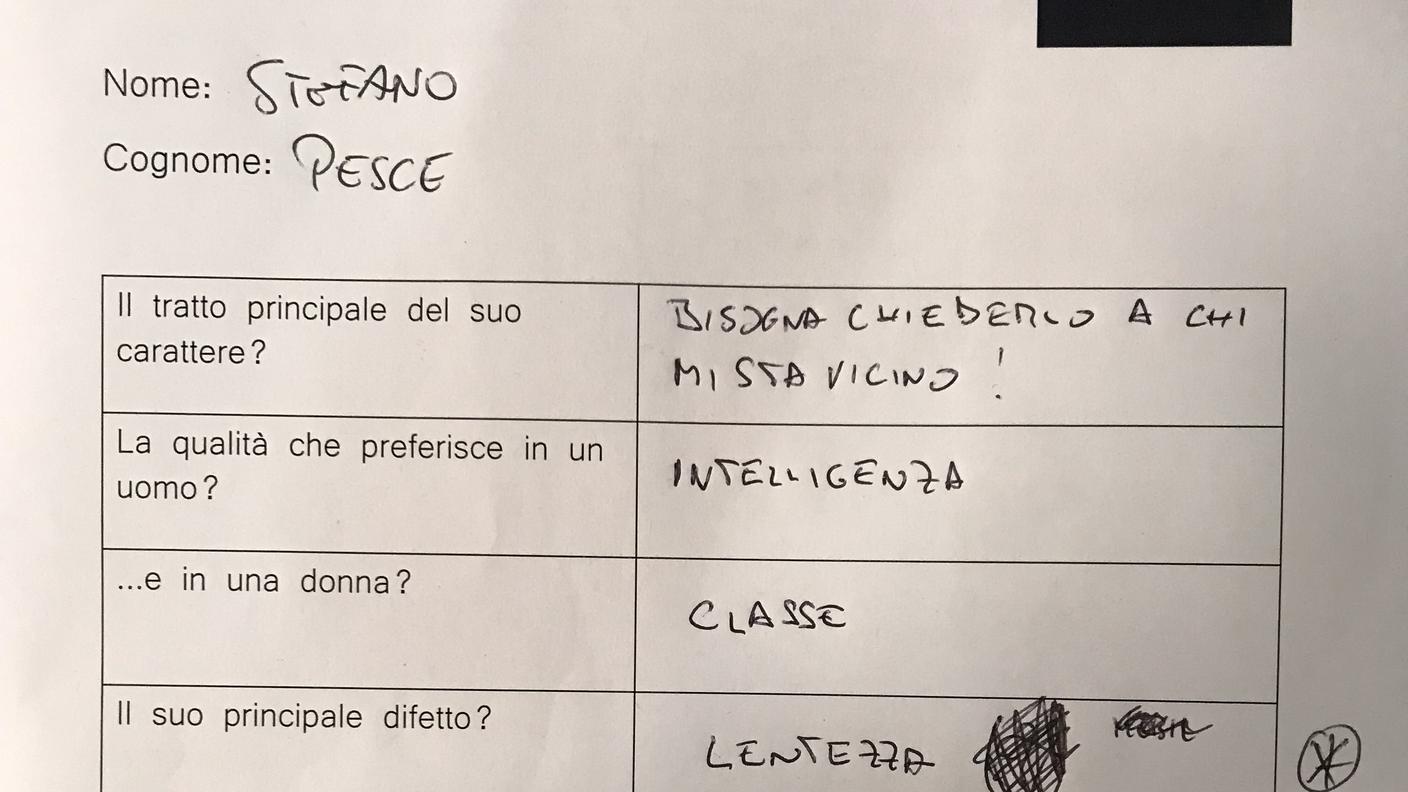 Questionario di Stefano Pesce