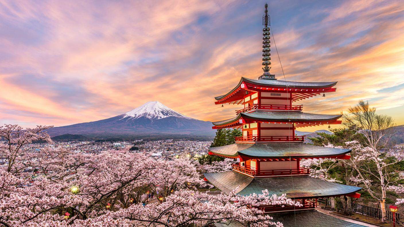 Chureito Pagoda e Monte Fuji, Fujiyoshida, Giappone