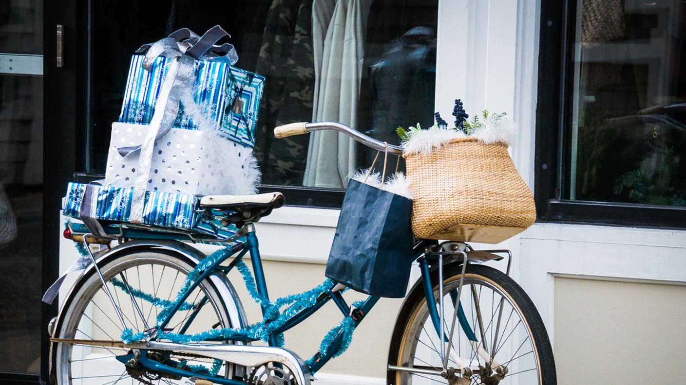 bicicletta, regali, natale, scatole regalo
