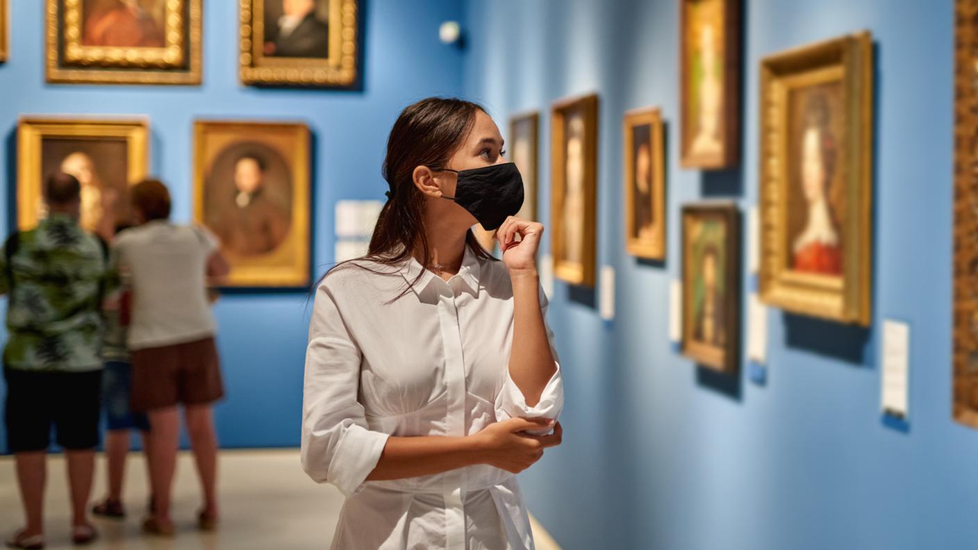 museo, esposizione quadri, mascherina, covid