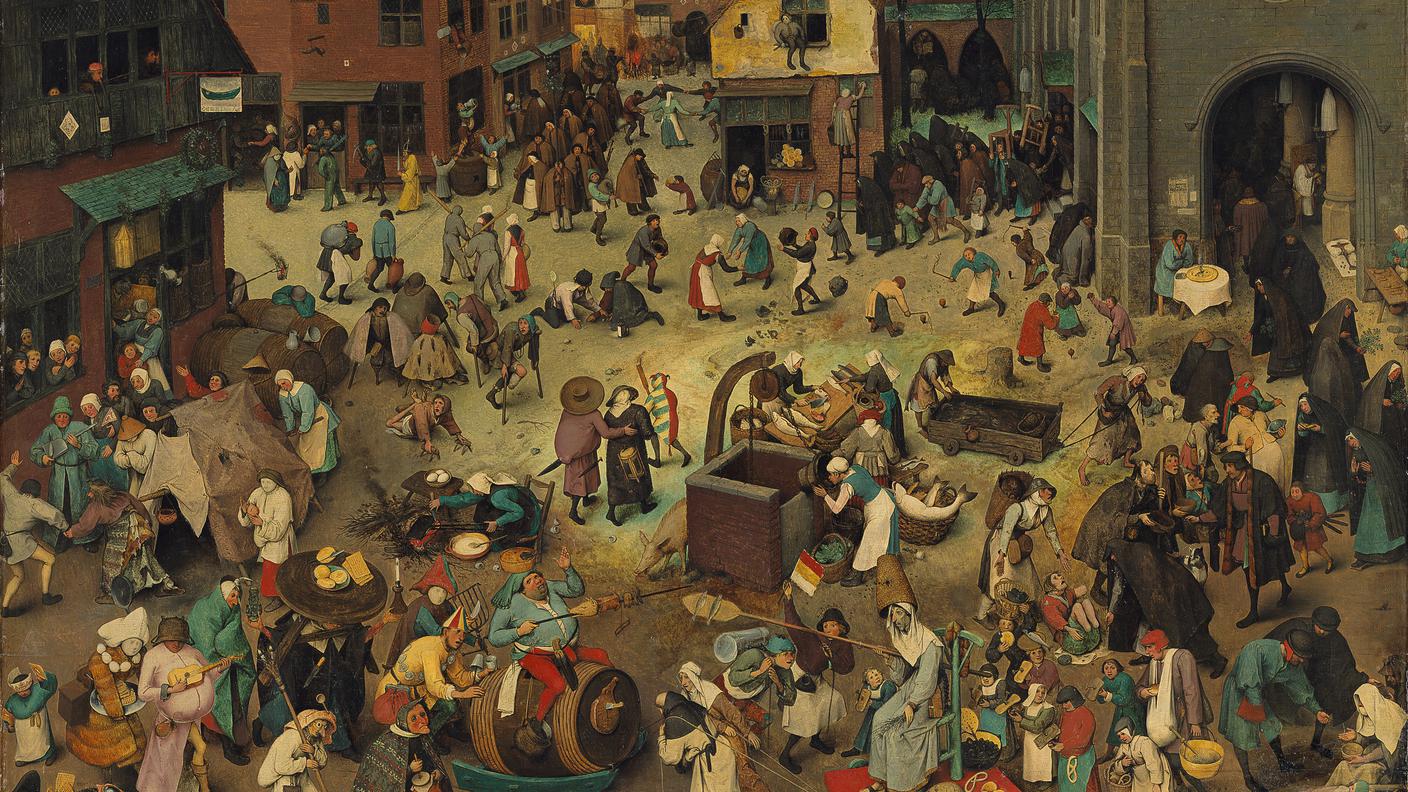 Brueghel il Vecchio (1525-1569): La battaglia tra il carnevale e la quaresima, presso il Kunsthistorisches Museum, Vienna