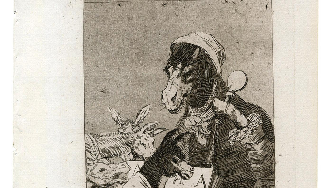 Francisco Goya, Non ne saprà di più il discepolo, dalla serie “Caprichos”, 37, 1797-99. Acquaforte e acquatinta. Real Academia de Bellas Artes de San Fernando, Madrid.jpg