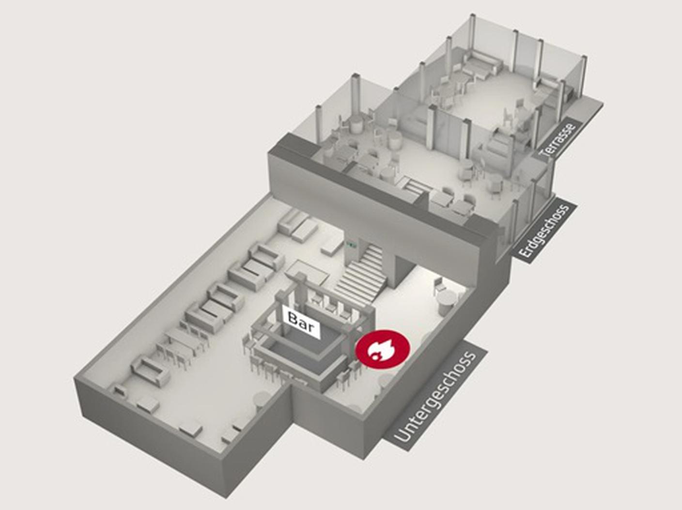 Untergeschoss: seminterrato; Erdgeschoss: piano terra; Terrasse: terrazza