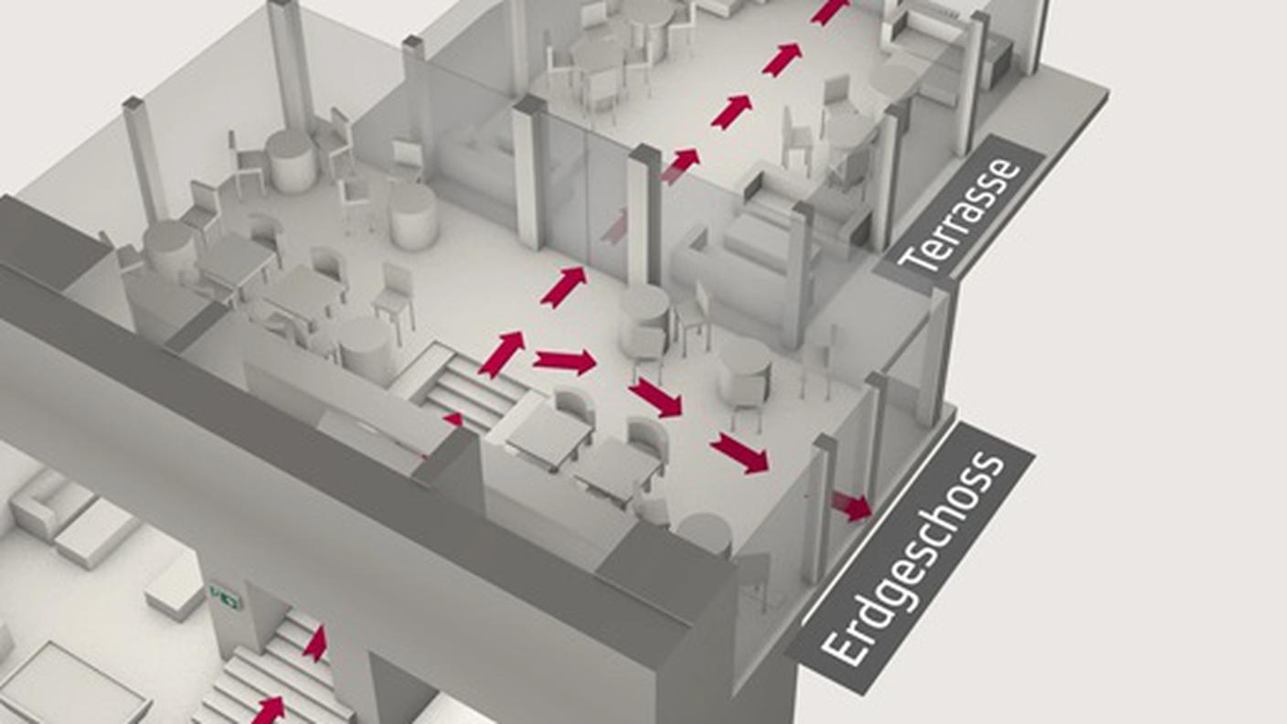 Erdgeschoss: piano terra; Terrasse: terrazza