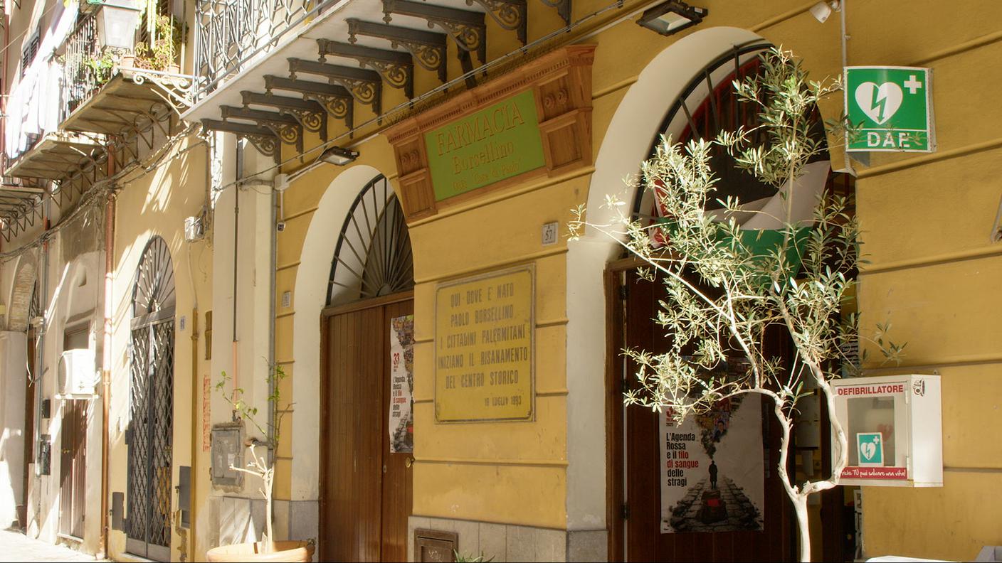 Farmacia Borsellino, ora "Casa di Paolo", adiacente a Piazza Magione