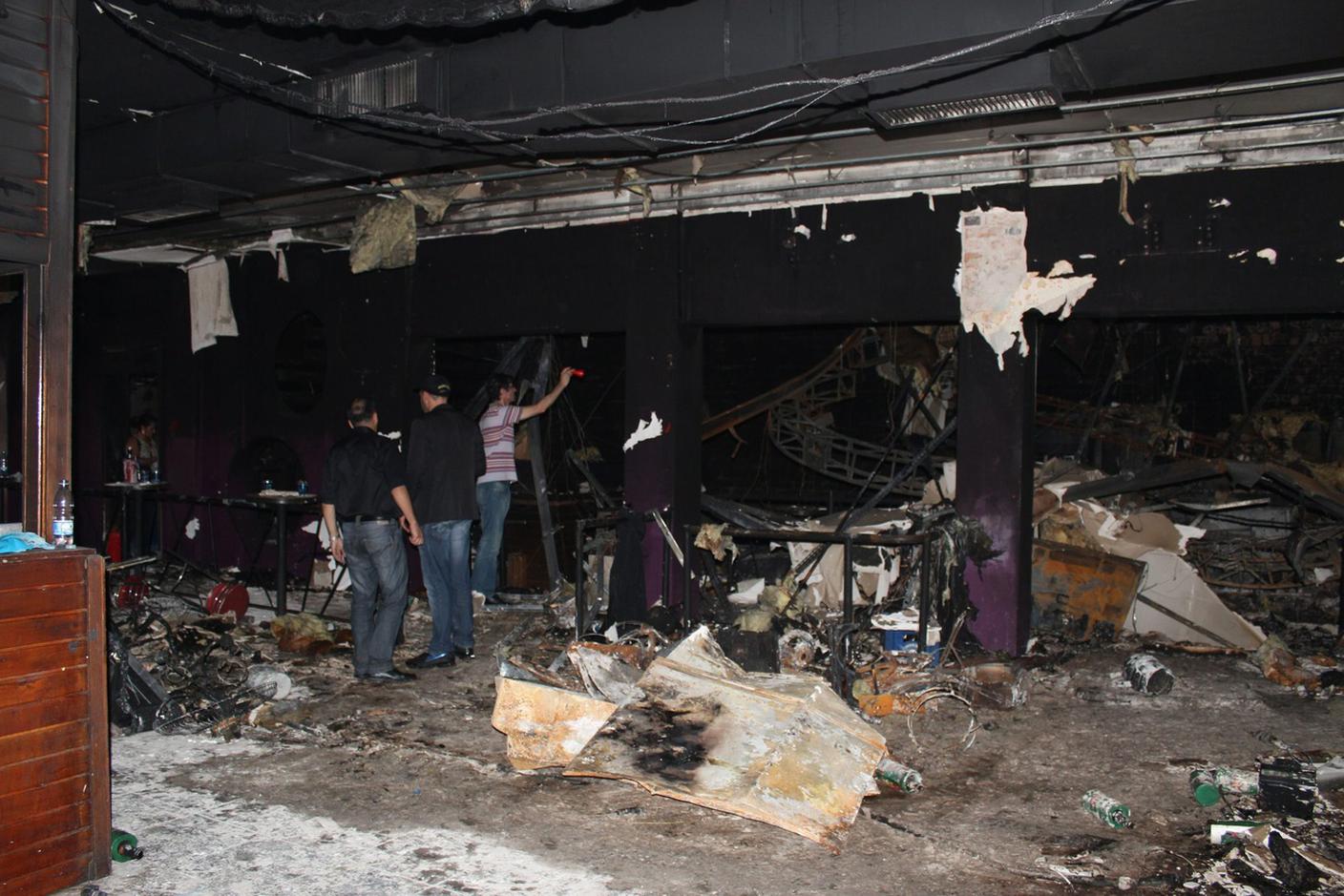 La discoteca dopo l'incendio