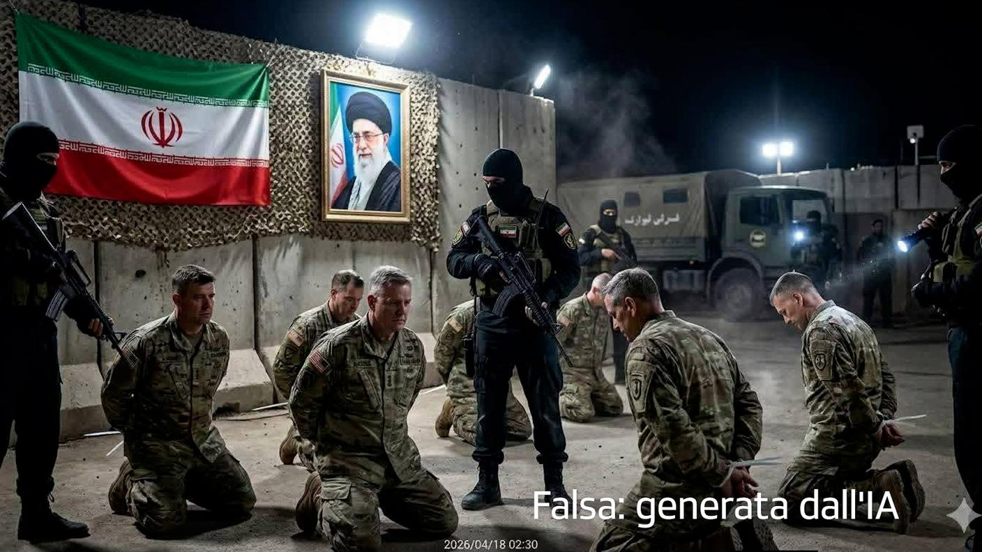 Un'immagine falsa, generata dall'IA, diffusa in rete nel contesto della guerra all'Iran
