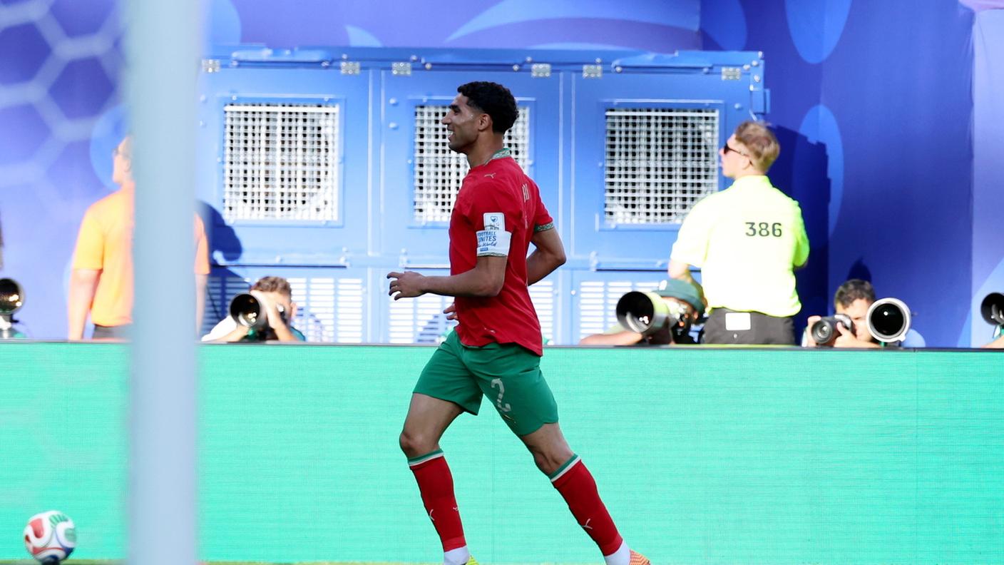 Hakimi durante la partita contro il Brasile