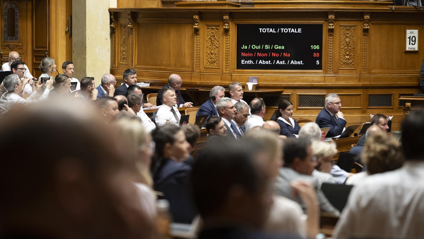 La sala del Consiglio nazionale venerdì 19 giugno durante le votazioni finali