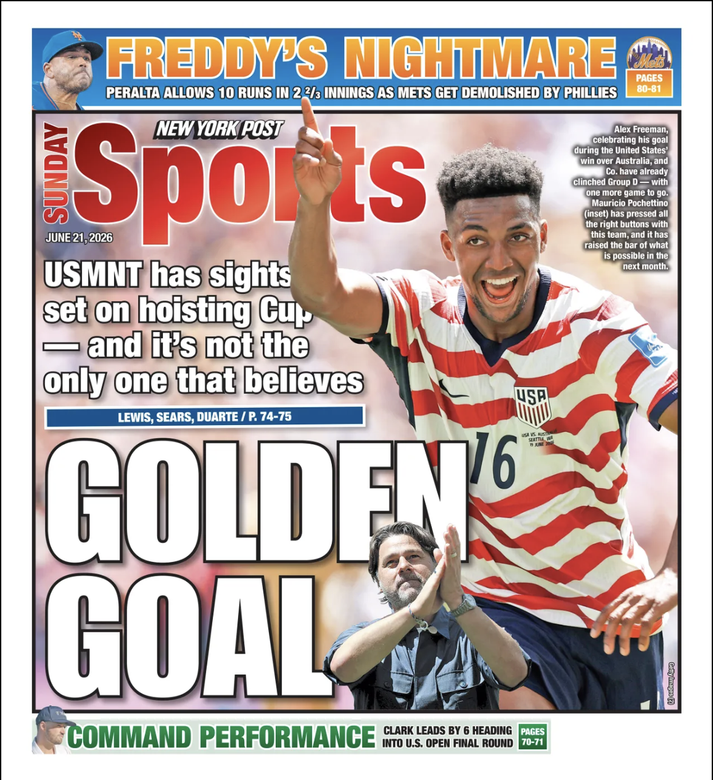 Il “soccer” ha sostituito basket e baseball sulla prima del New York Post