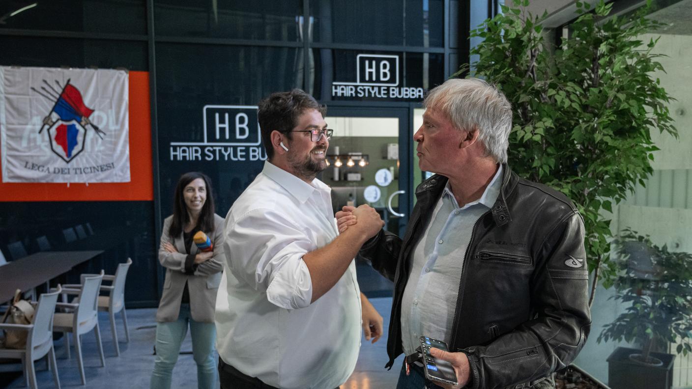 Il consigliere di Stato Zali e il coordinatore della Lega Daniele Piccaluga (s)