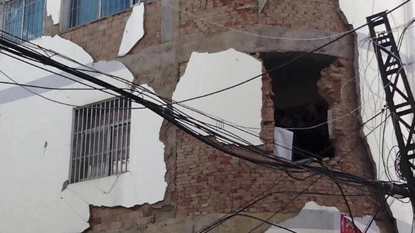 Un edificio danneggiato