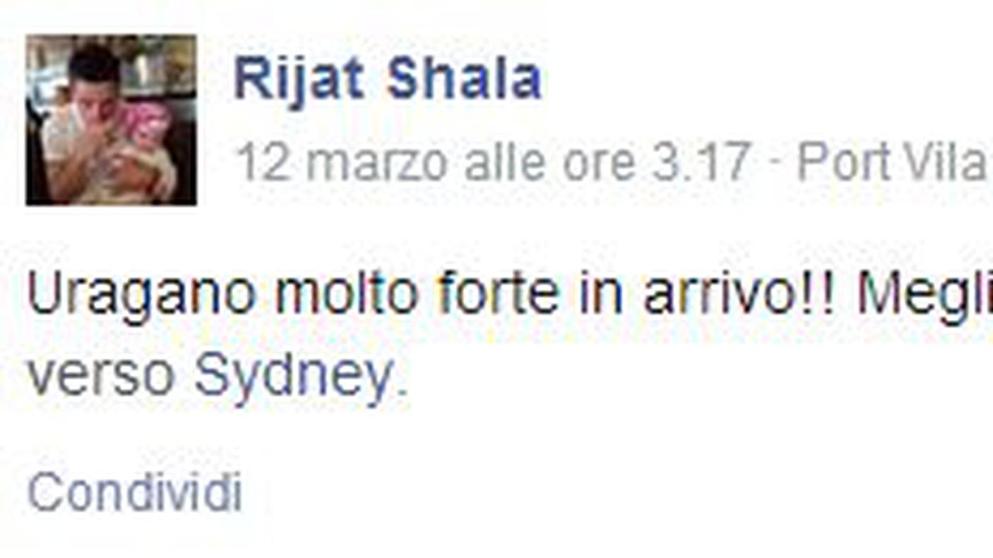 Il post in Facebook di Rijat Shala