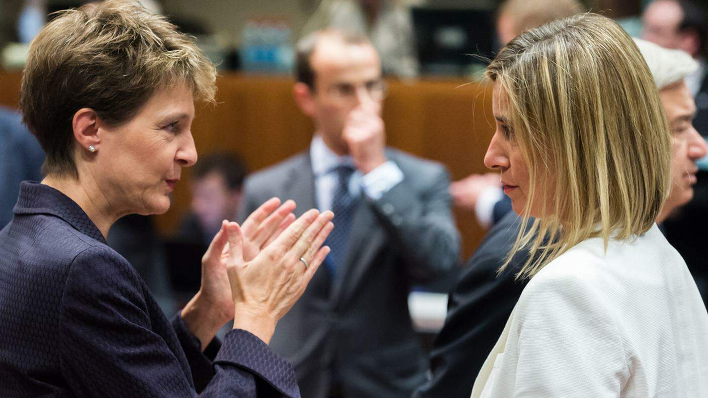 Sommaruga con l'alta rappresentante UE per gli affari esteri Mogherini