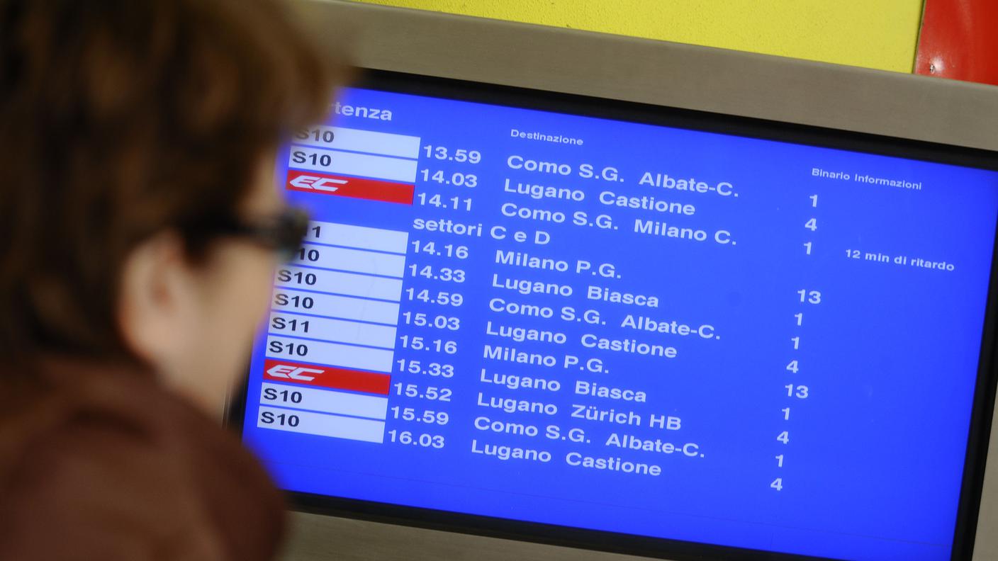 Tabella oraria alla stazione di Chiasso 