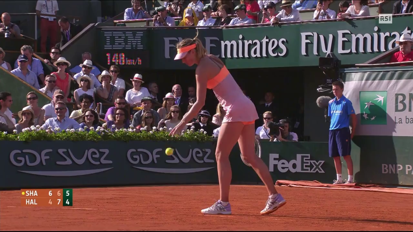 Sharapova-Halep, ultimo game del match (07.06.2014)