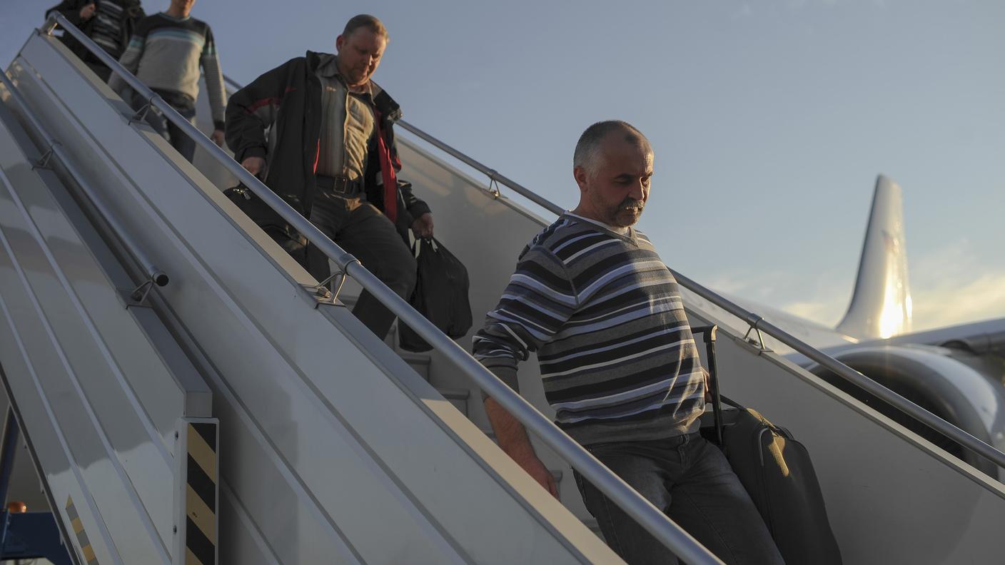 Un gruppo di osservatori in arrivo a Kiev il 3 maggio 2014
