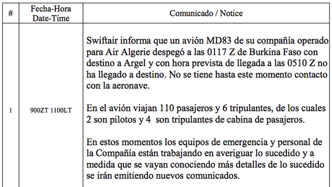 La nota diramata sul sito di Swiftair