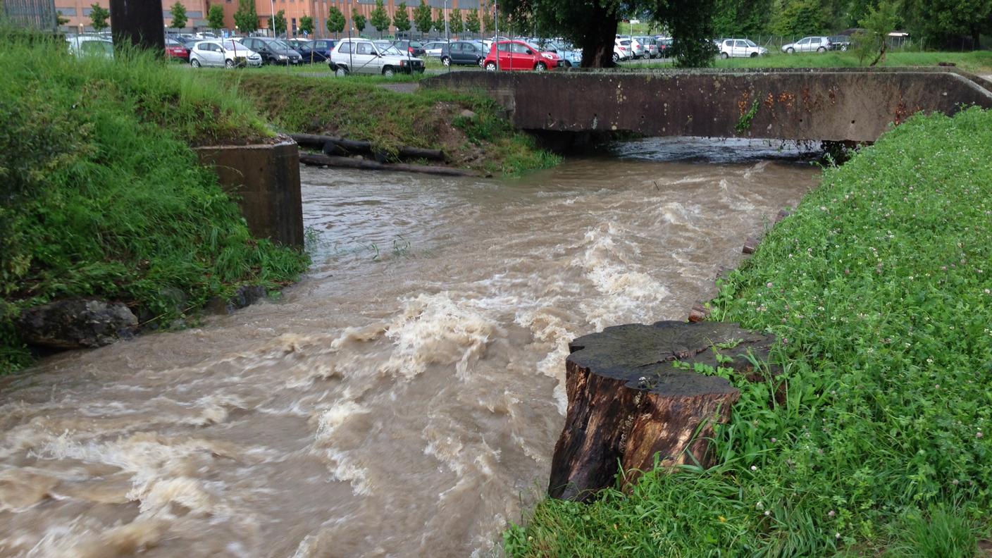 Il Laveggio nella zona industriale del comparto Valera a Mendrisio
