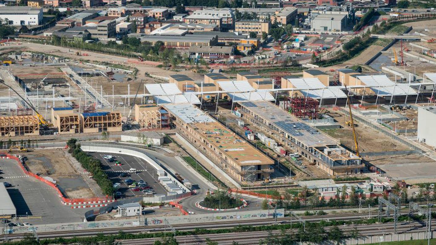 Il cantiere nella zona centrale dell'Expo