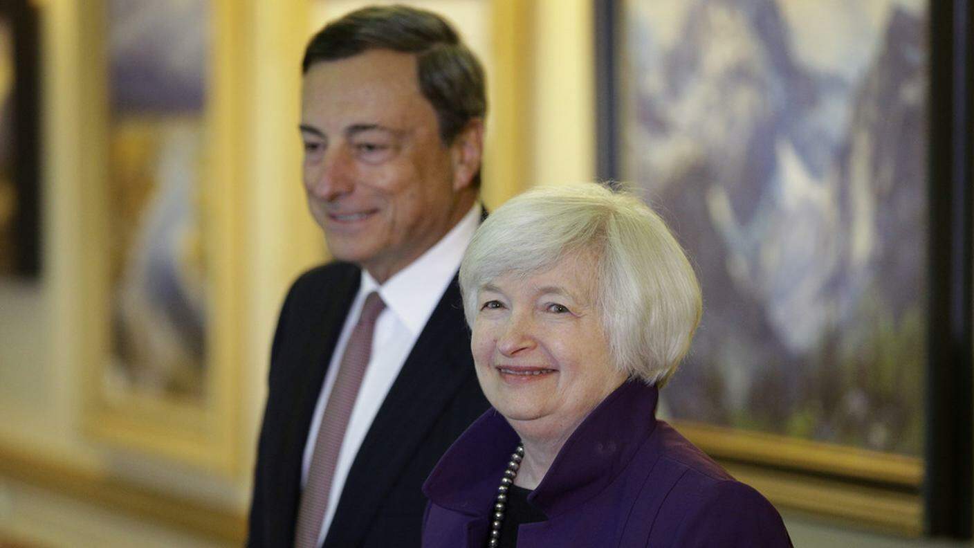 Draghi con Janet Yellen della FED a Jackson Hole