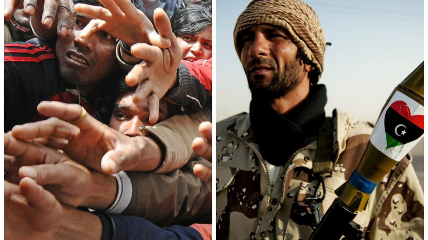 Le due facce del conflitto: gli sfollati (circa 100'000) e un combattente