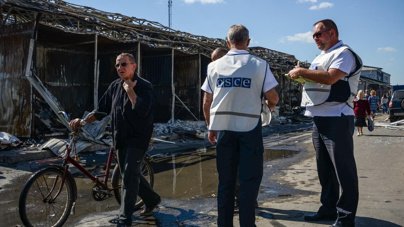 Nei pressi della stazione di Donetsk