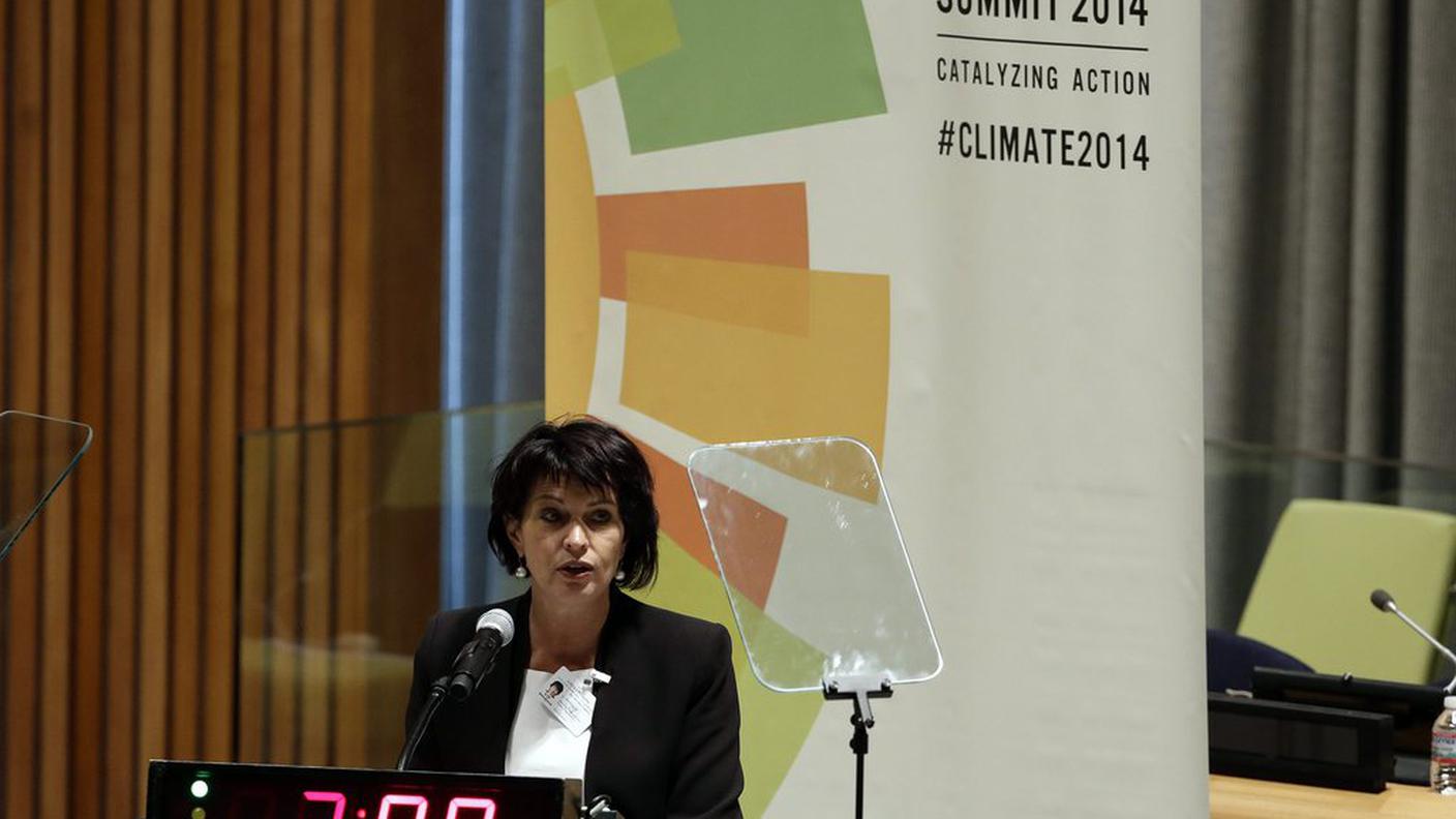 Doris Leuthard durante il suo intervento alle Nazioni Unite