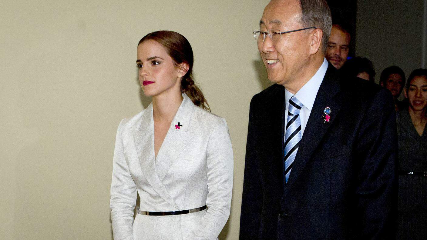Emma Watson alle Nazioni Unite con il segretario Ban Ki-Moon
