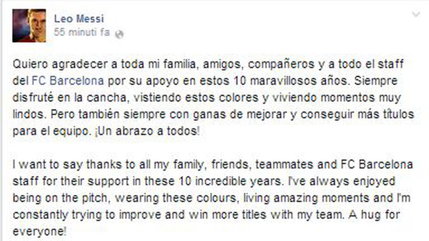 Messi su Facebook