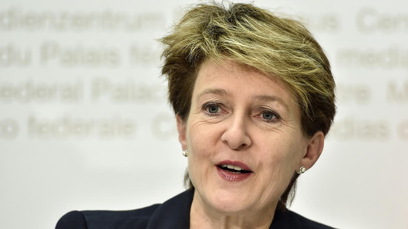 La consigliera federale durante la conferenza stampa di mercoledì