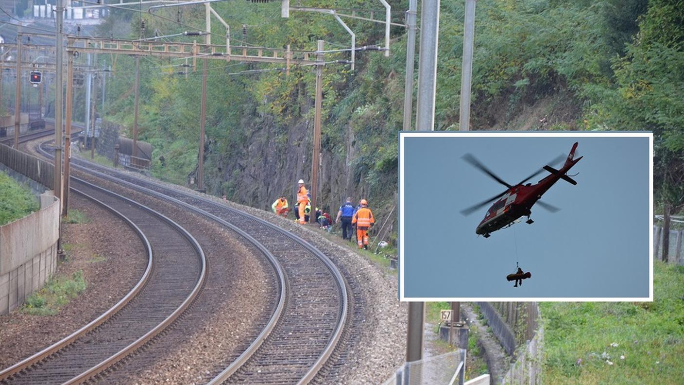 La zona dell'incidente e il trasporto del ferito