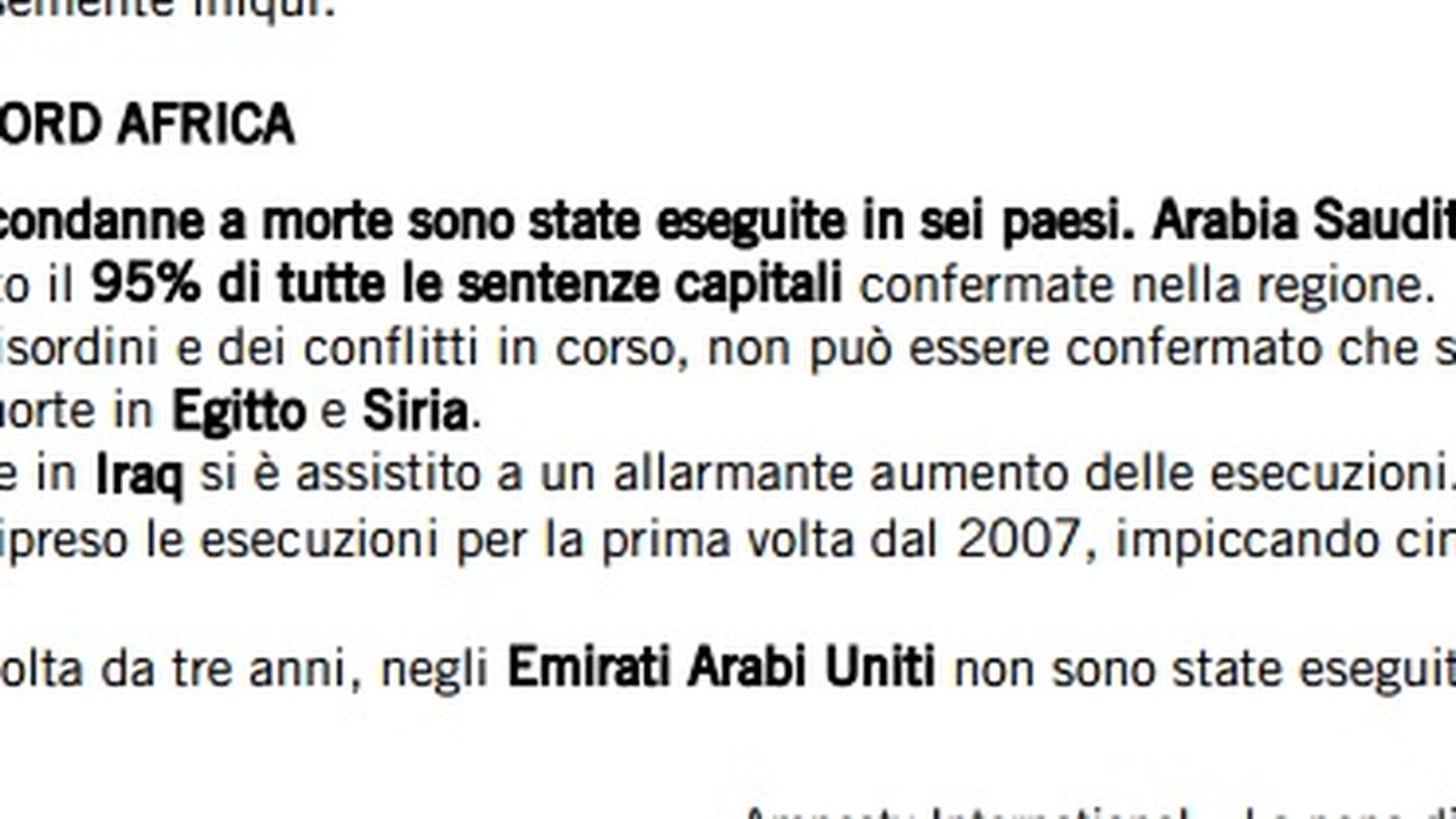 Da Amnesty International - dati 2013